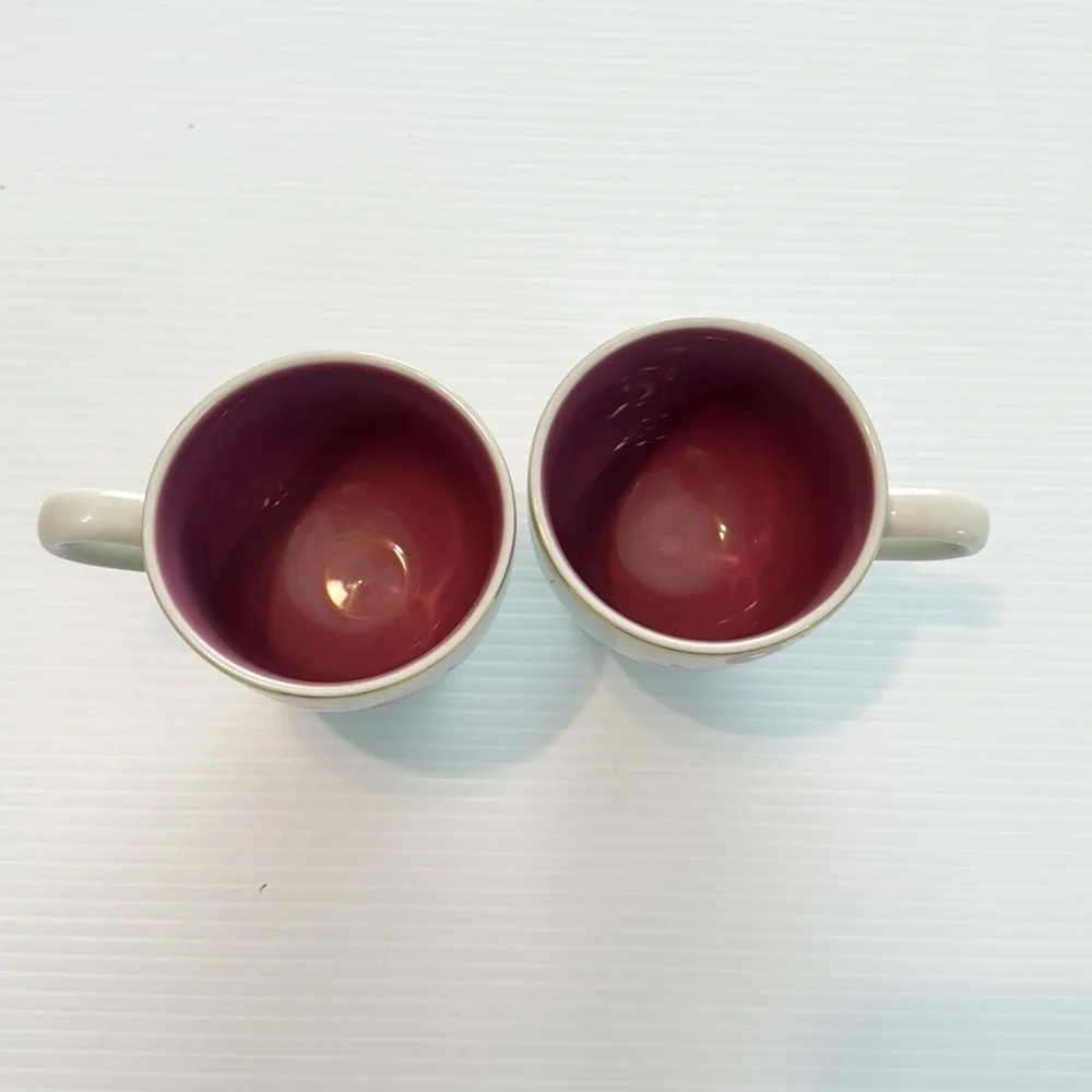 Anthropologie Mauve/Gold Floral Pedestal Mugs - Pair of 2 - Picture 4 of 6
